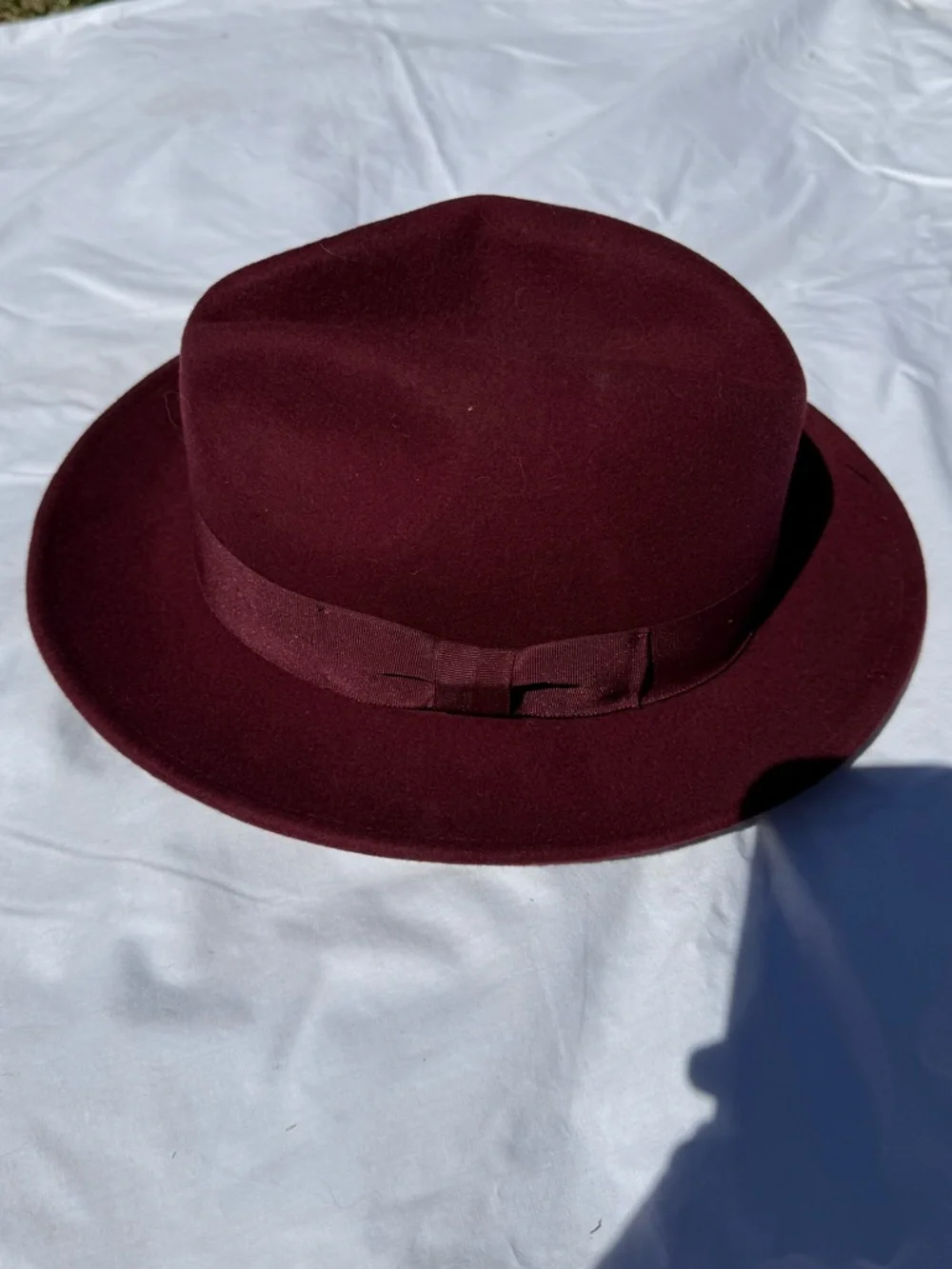 Men's Wool Fedora Hat - Burgundy - Picture 1 of 7